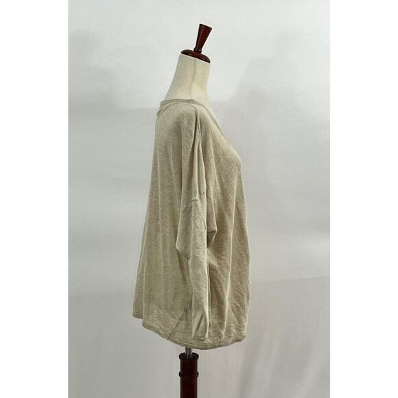 MEGBYDESIGN Sz L Large Beige 100% Linen Button Front Cardigan Sweater - Picture 5 of 8